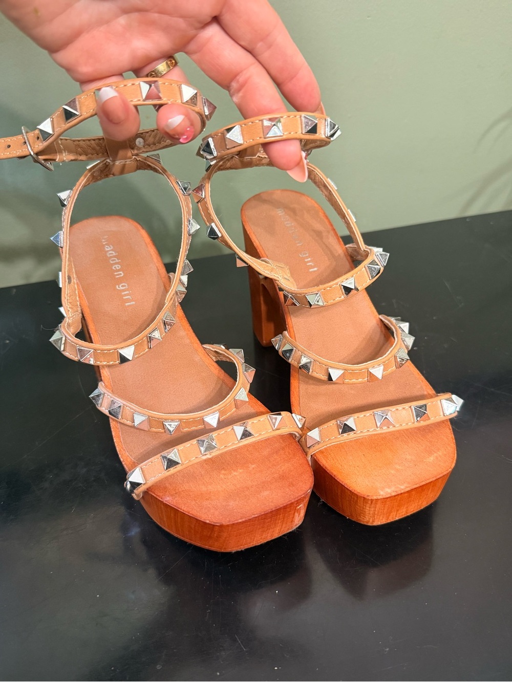 Canon Tan Studded Platform Sandals